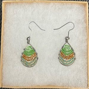 Vintage Teardrop-Shaped Beaded Earrings